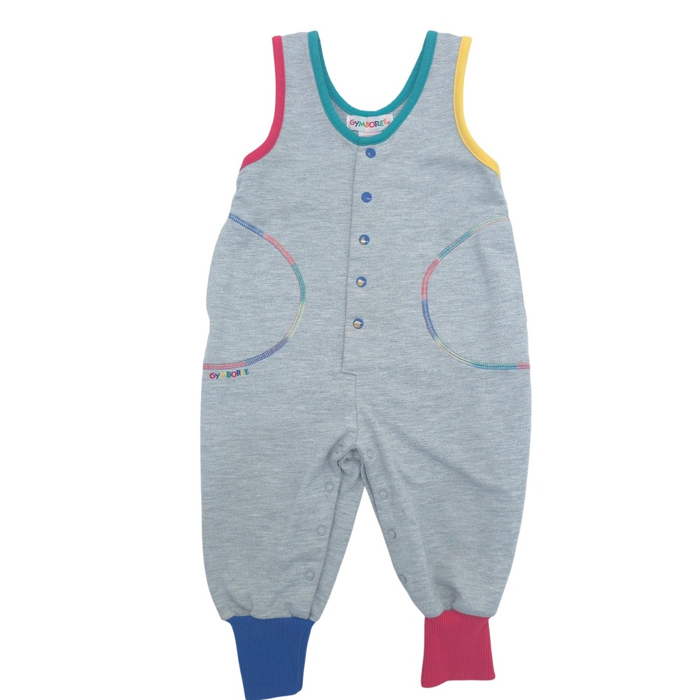 Gymboree Romper Vintage 90s Colorblock Gray Rainbow Baby Size 6-12 Months